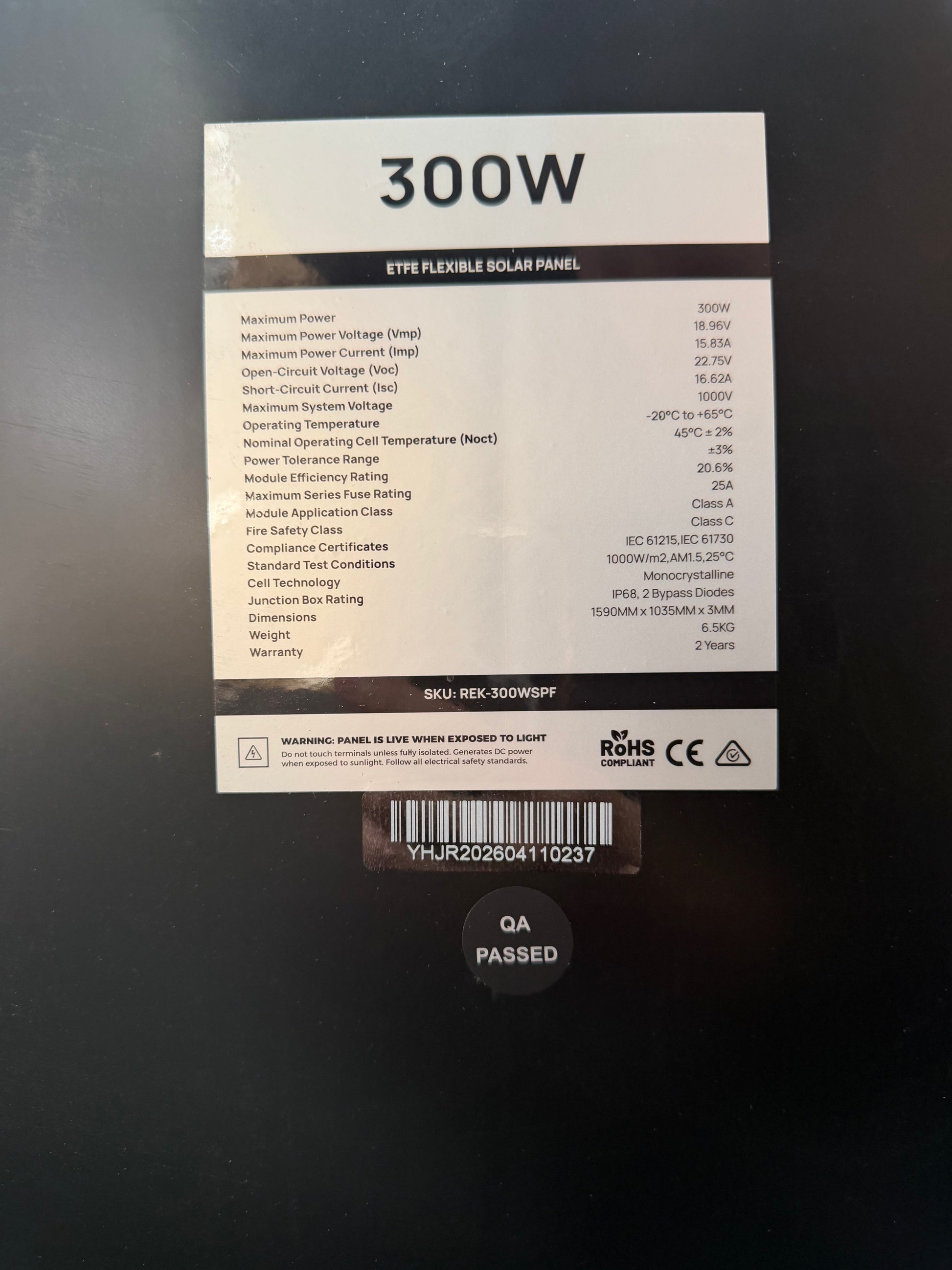 300W Flexible Solar Panel